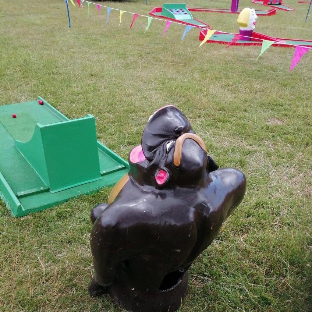 Our unique Gorilla Golf Putt Challenge hired and set up for an outdoor event.