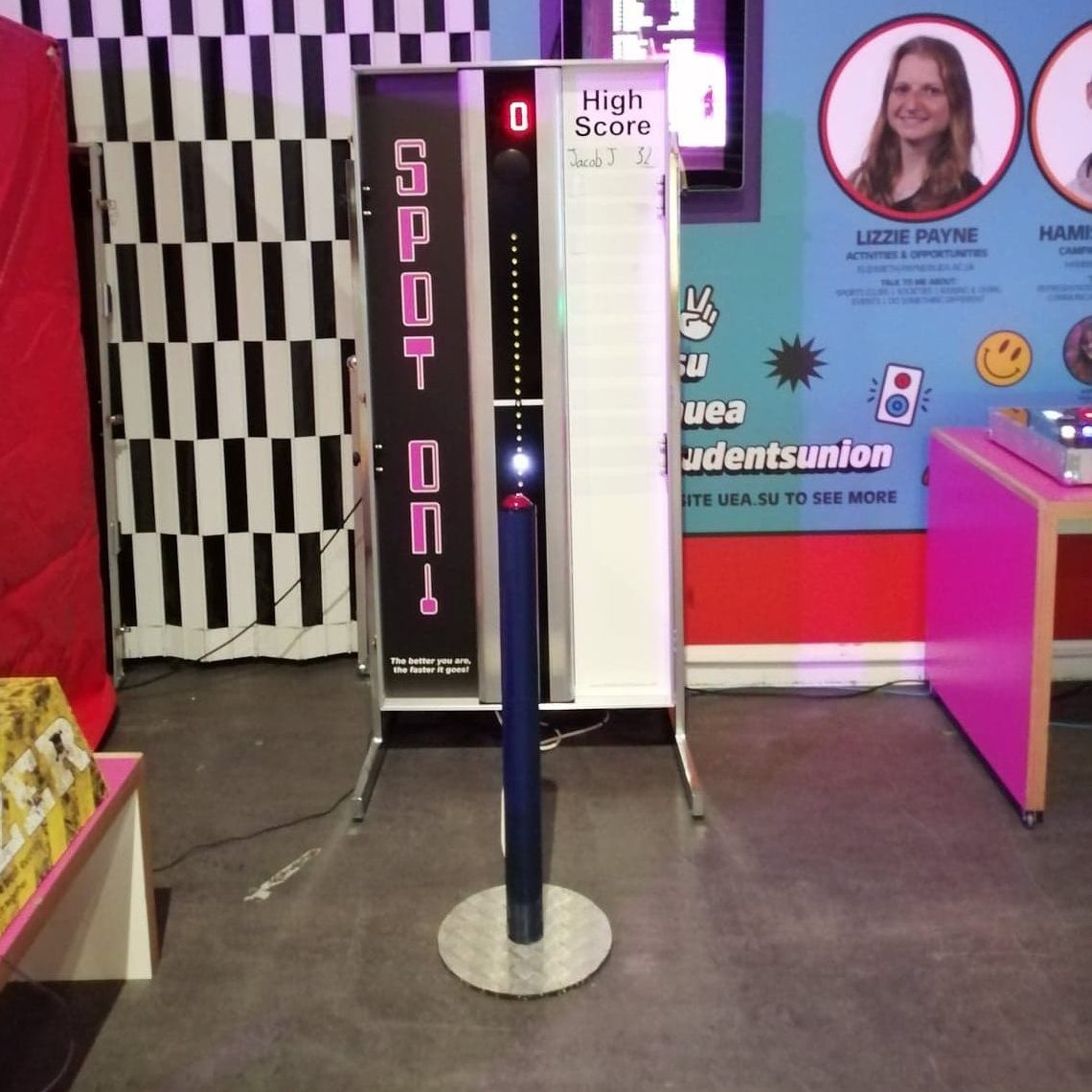 Our Spot On Electronic game set up ready for an indoor University event.