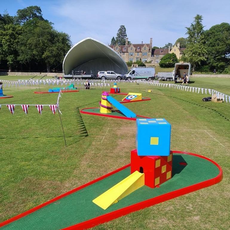 Beautifully set out Crazy Golf at a College Centenary Event.