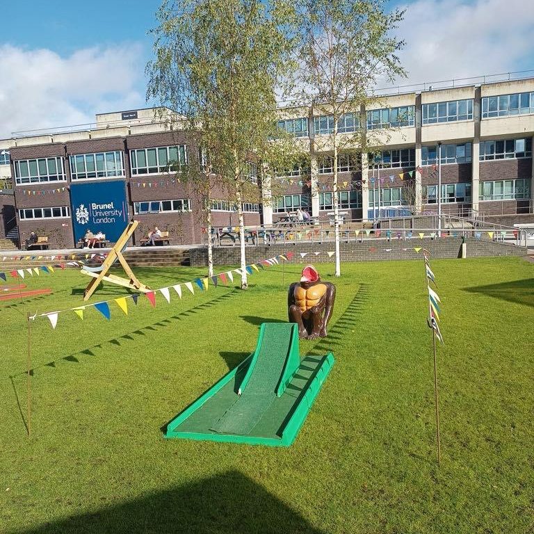 Our unique Gorilla Golf Putt Challenge hired and set up for an outdoor event.