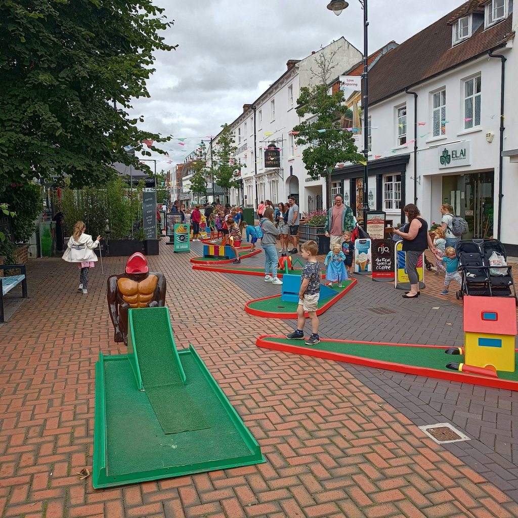 Crazy Golf set up for a Town Council that organised a "free for the public" Street event.