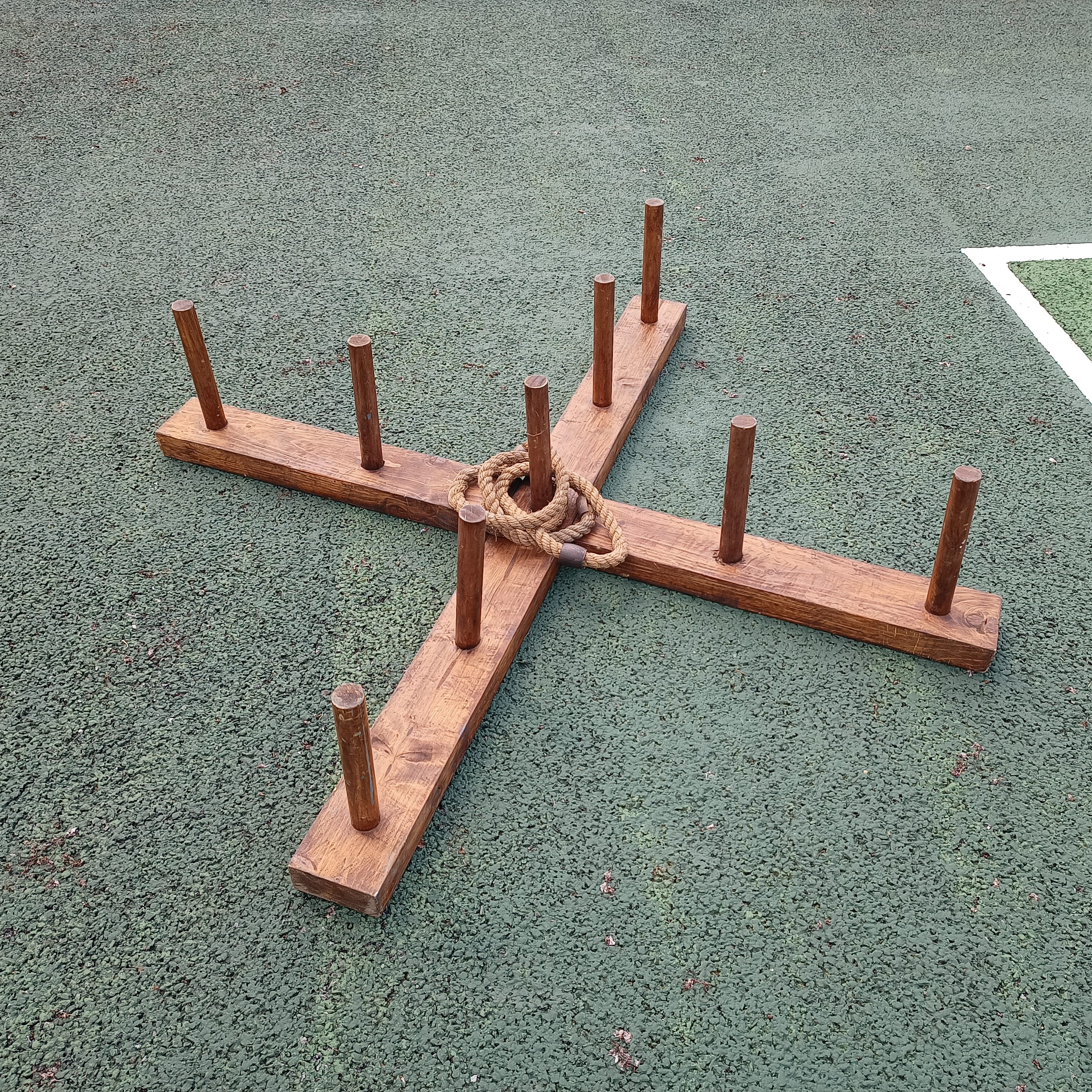 Our wooden Giant Quoits set out ready for an outdoor event.