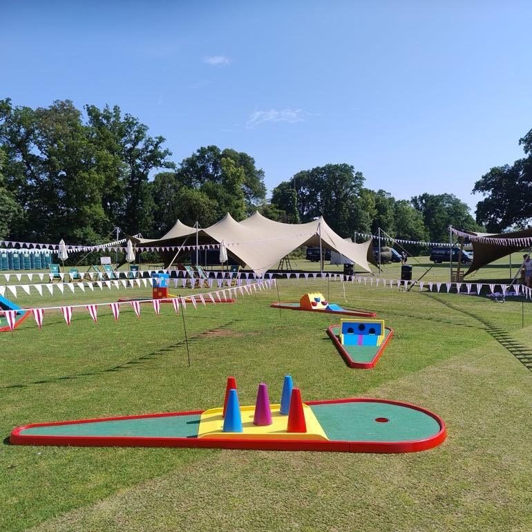 Beautifully set out Crazy Golf at a College Centenary Event.