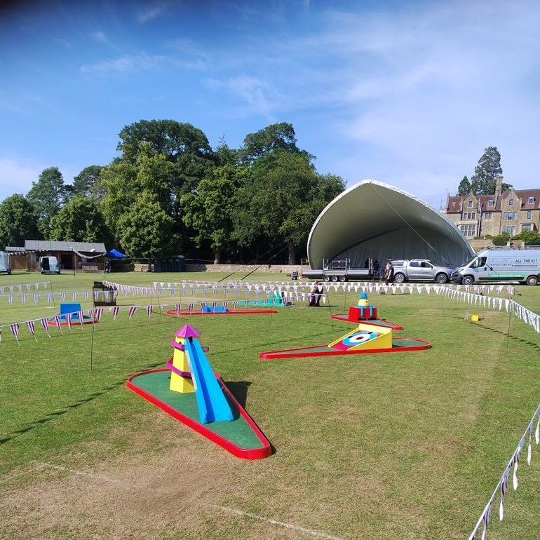 Beautifully set out Crazy Golf at a College Centenary Event.