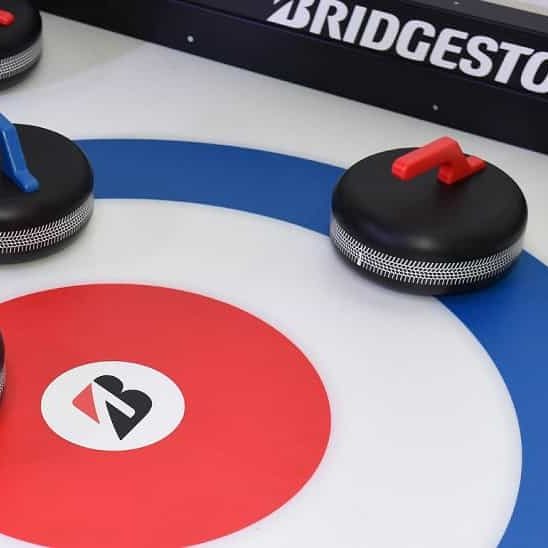 A close up of branded Curling Lane ready for a hired in Event.