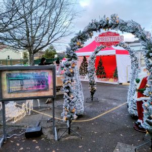 Our Light up Christmas Arches with our Winter Wonderland Sign