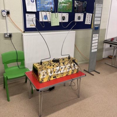 Our Giant Buzzwire set up at an indoor event.