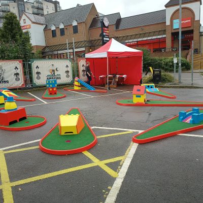 event village fete school corporate wedding hire Crazy golf fun games